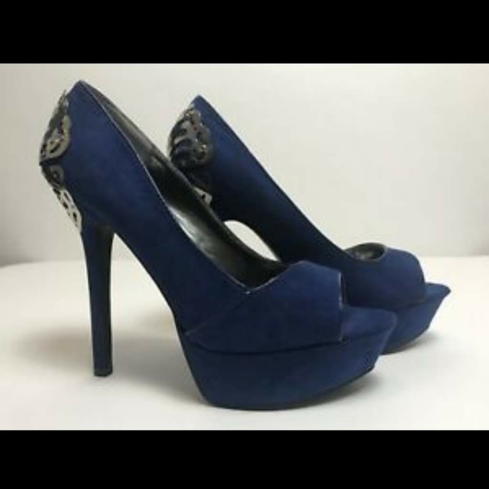Carlos Santana Blue Suede Heels